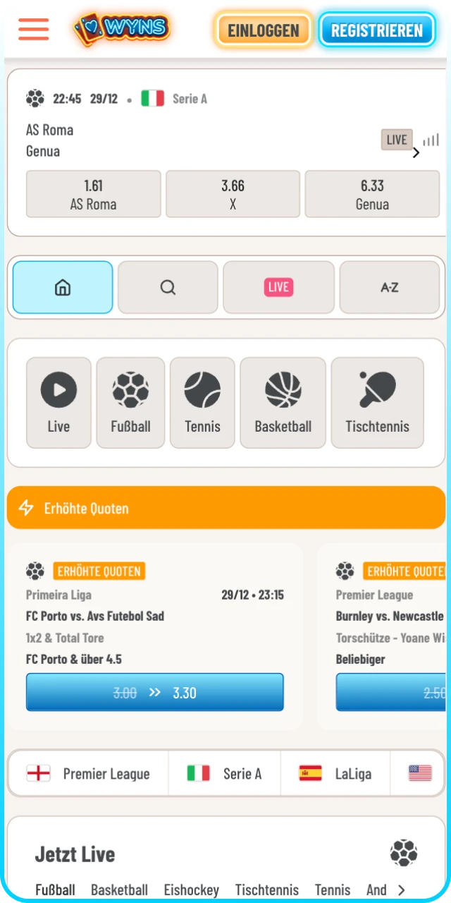 Setzen Sie auf die beliebtesten Spiele im Wyns Online-Casino.