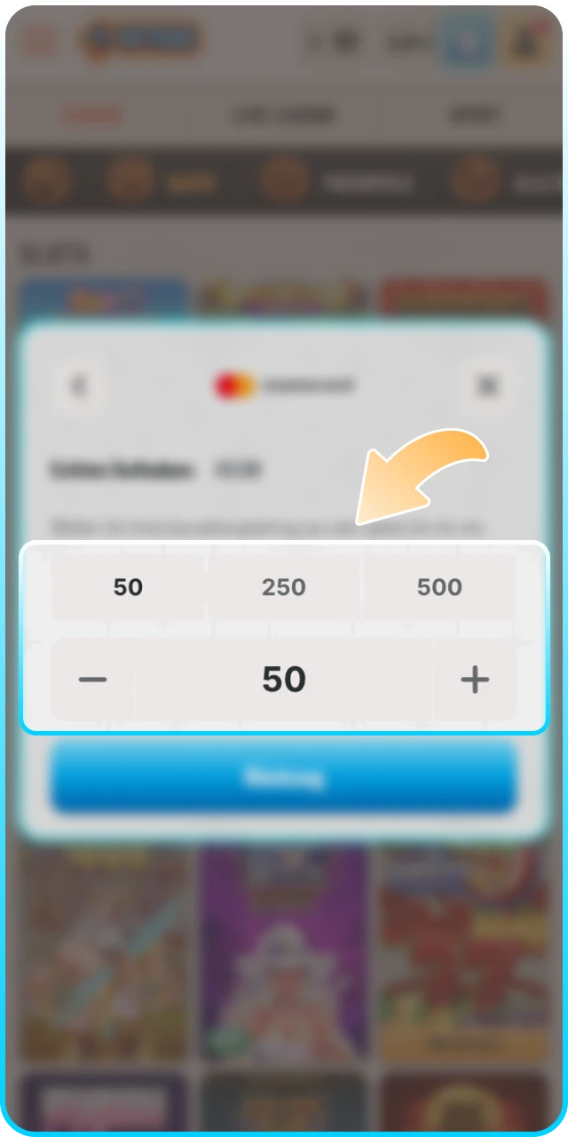 Geben Sie den gewünschten Auszahlungsbetrag in Ihrem Wyns Profil ein.