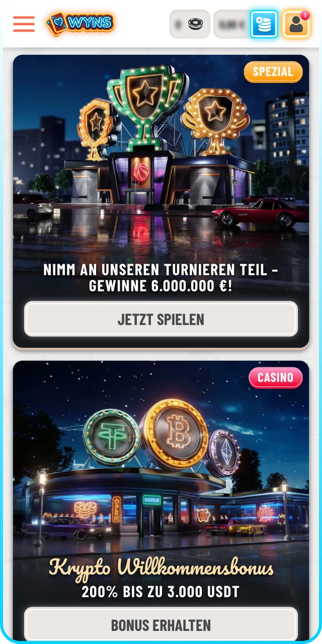 Wählen Sie Ihren bevorzugten Wyns Bonus aus der Liste der Angebote.