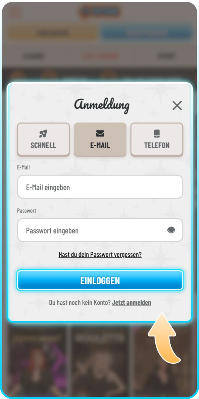 Loggen Sie sich bei Wyns ein oder registrieren Sie sich für Boni.