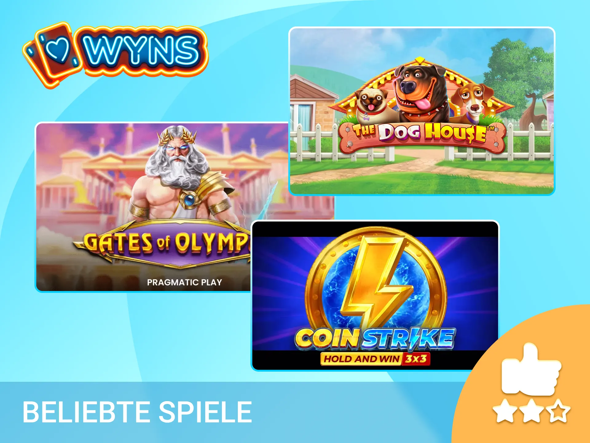 Probiere beliebte Spiele in der Wyns App aus und finde deinen neuen Favoriten.
