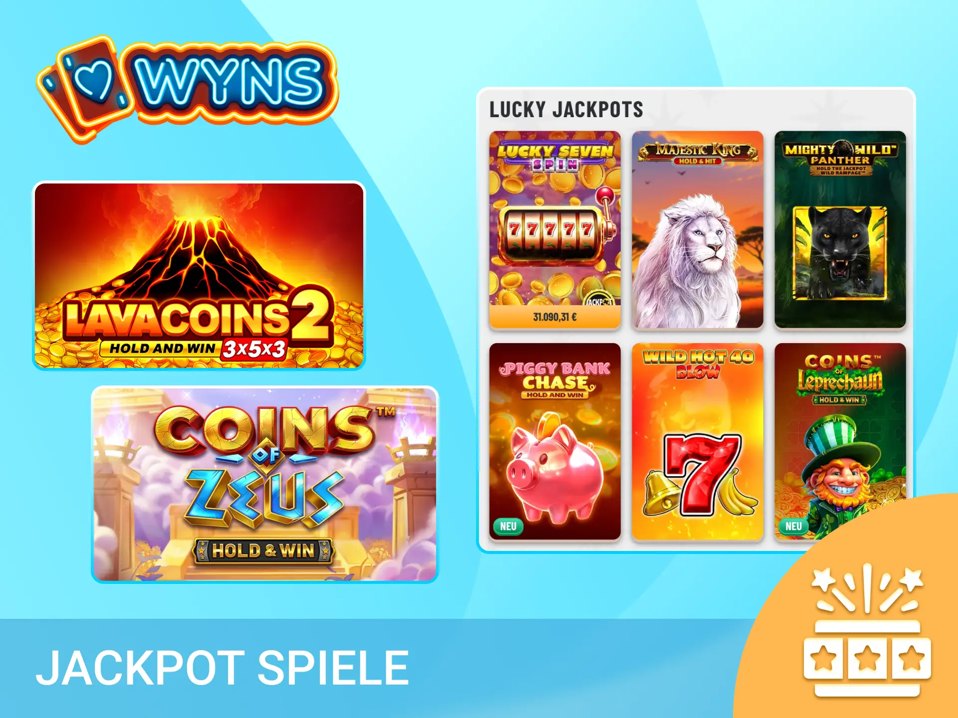 Knacke den Jackpot bei den spannenden Jackpot Spielen innerhalb der Wyns App.