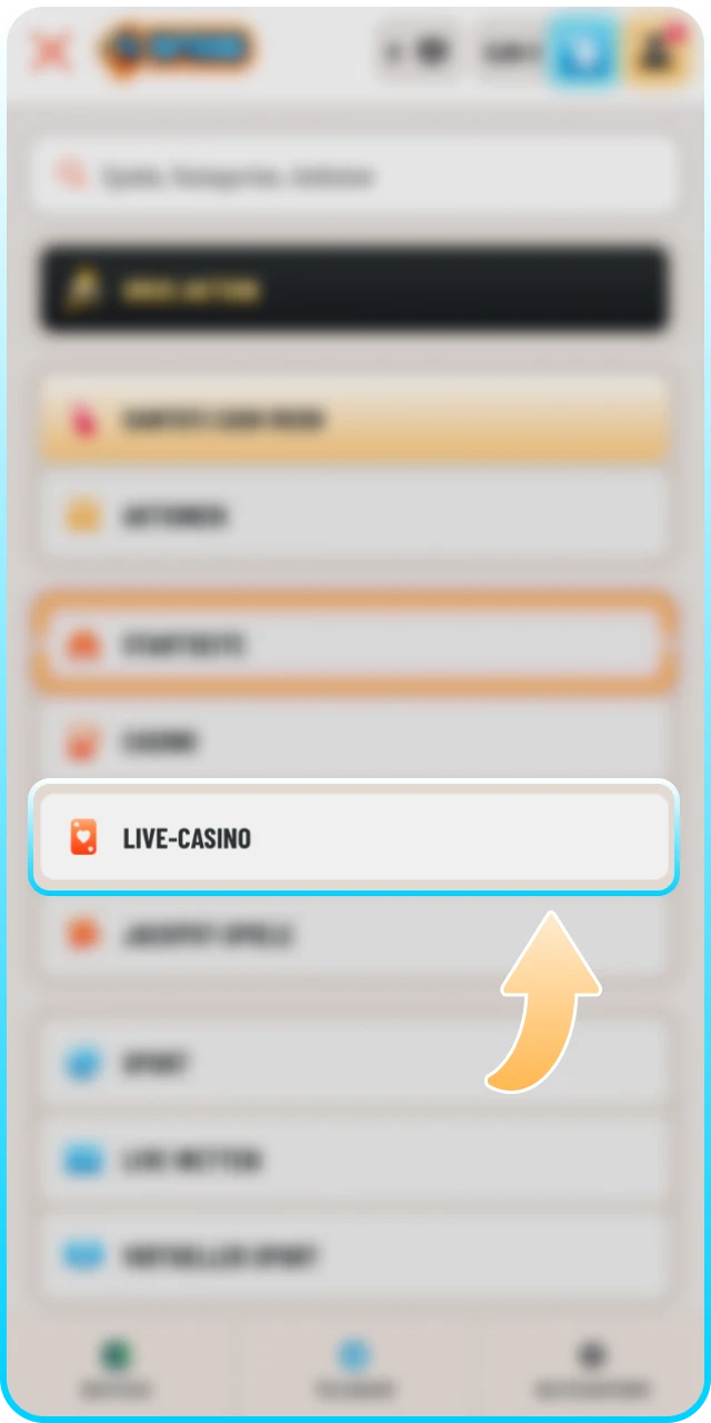Wechseln Sie zum Live-Casino-Bereich bei Wyns für echte Dealer-Action.