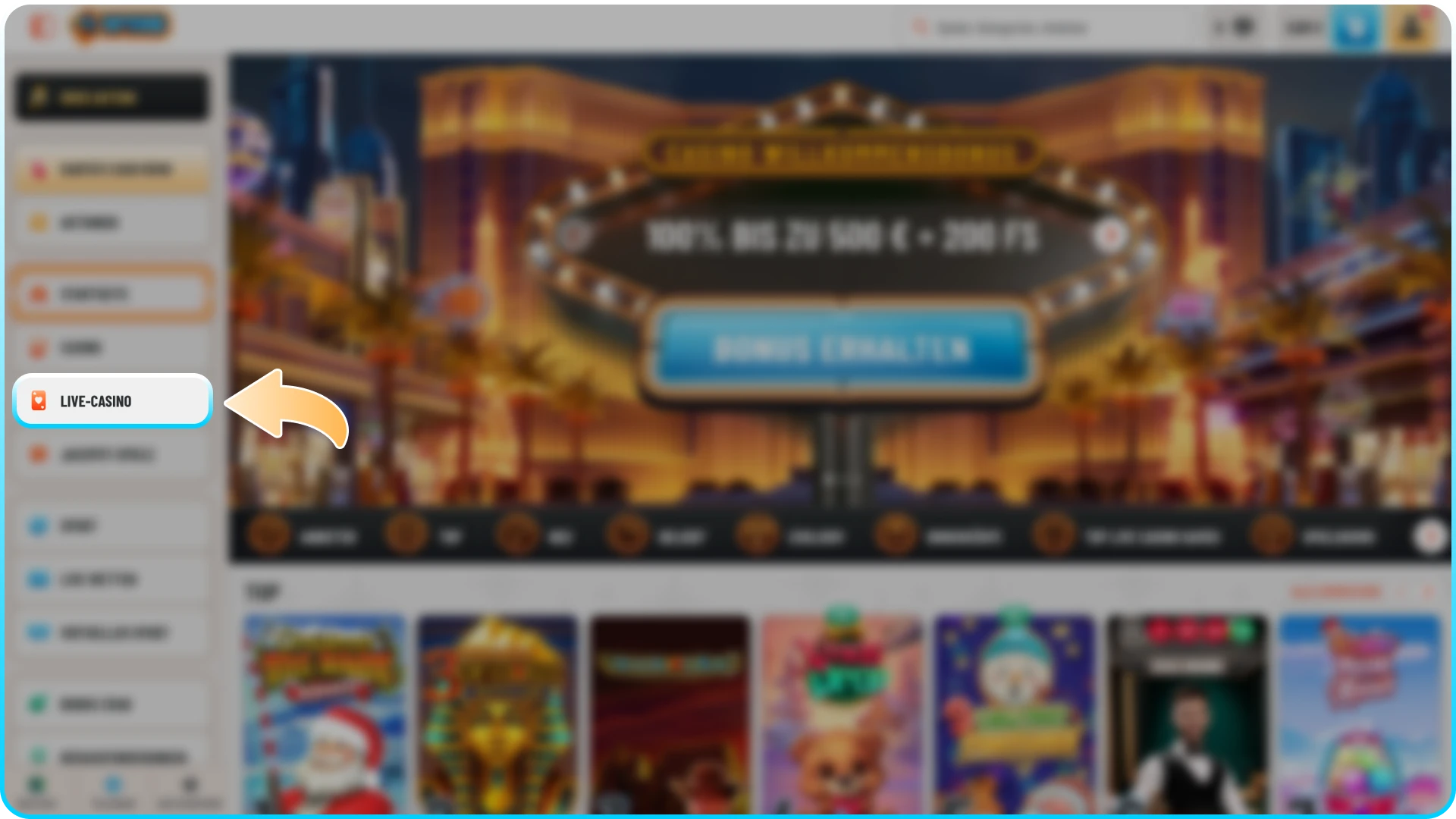 Öffnen Sie die Live-Casino-Lobby bei Wyns und wählen Sie Ihren Tisch.