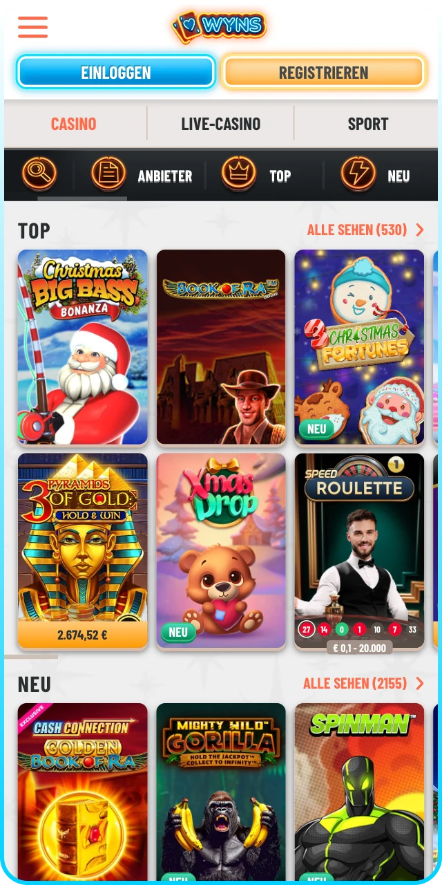 Öffnen Sie das Registrierungsfenster für eine schnelle Anmeldung bei Wyns.