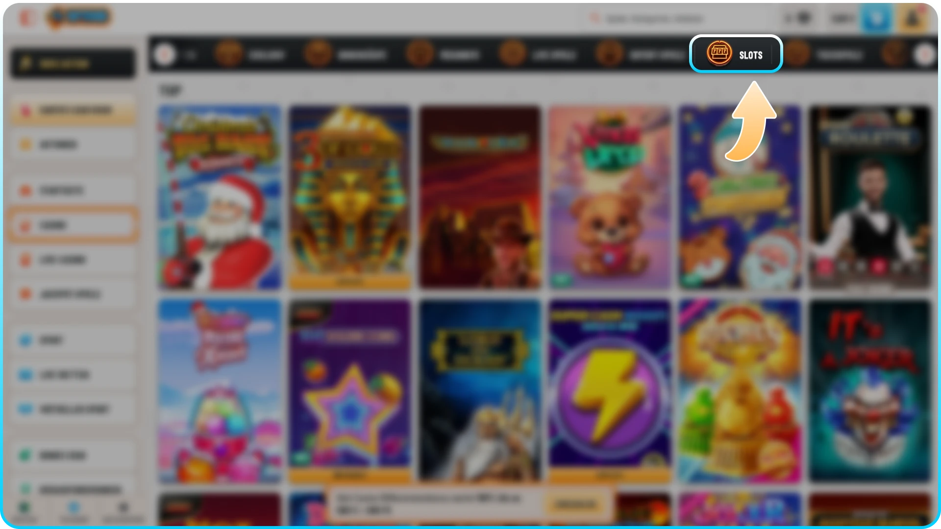 Öffnen Sie die Slot-Lobby bei Wyns und finden Sie Ihre Lieblingsspiele.