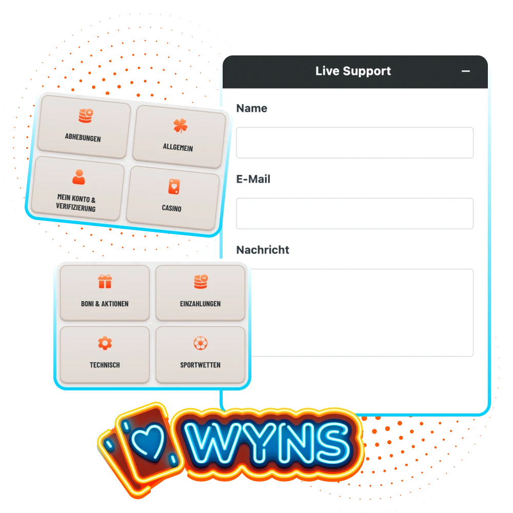 Der technische Kundendienst von Wyns Online Casino hilft Benutzern bei der Problemlösung.