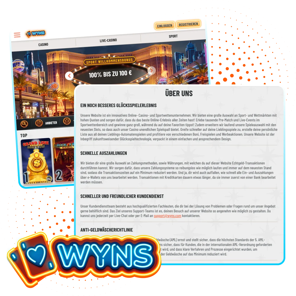 Besuchen Sie das Wyns Online-Casino und gewinnen Sie.
