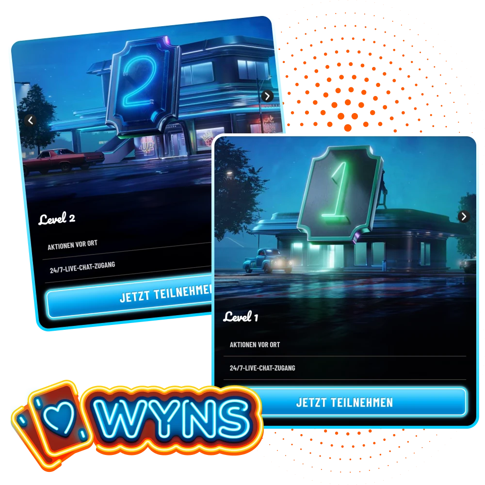 Werden Sie VIP-Clubmitglied im Wyns Online-Casino.